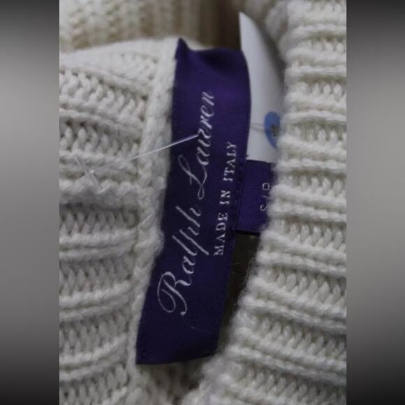 RALPH LAUREN Flag Cashmere Turtleneck Sweater - Cream S Small Purple Label - Picture 8 of 12